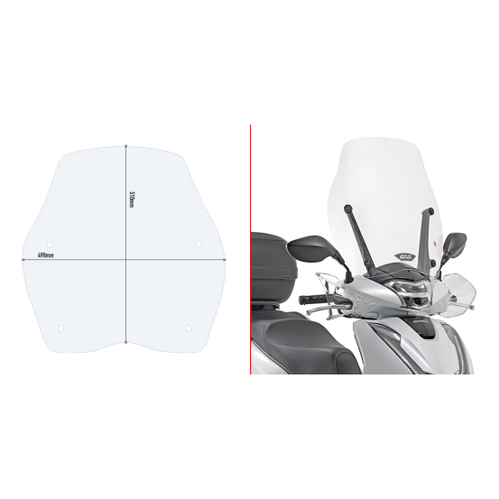 Bulle Givi D1155ST Honda 125-150 SH i 2017-2019 - Incolore