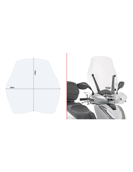 Bulle Givi D1155ST Honda 125-150 SH i 2017-2019 - Incolore
