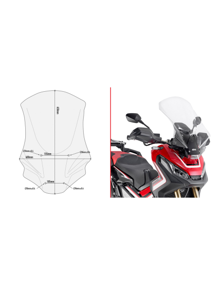 Bulle Givi D1156ST Honda X-ADV 750 2017-2020 - Incolore