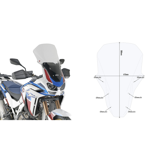 Bulle Givi D1178ST Honda 1100 CRF L Africa Twin Adventure Sports 2024-2026 - Incolore