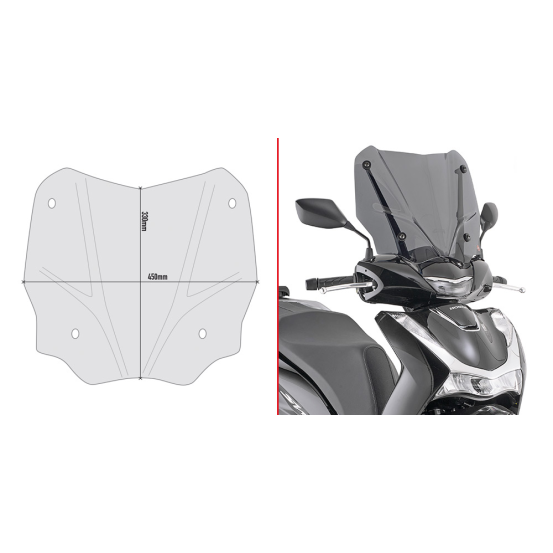 Bulle Givi D1181S Honda SH 125 2020-2026 - Fumé