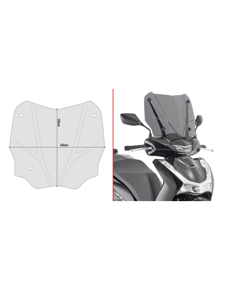 Bulle Givi D1181S Honda SH 125 2020-2026 - Fumé