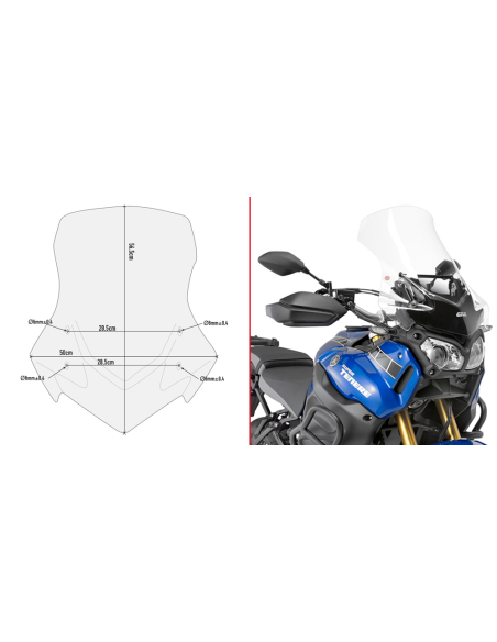 Bulle Givi D2119ST Yamaha XT 1200ZE Super Tenerè 2010-2020 - Incolore