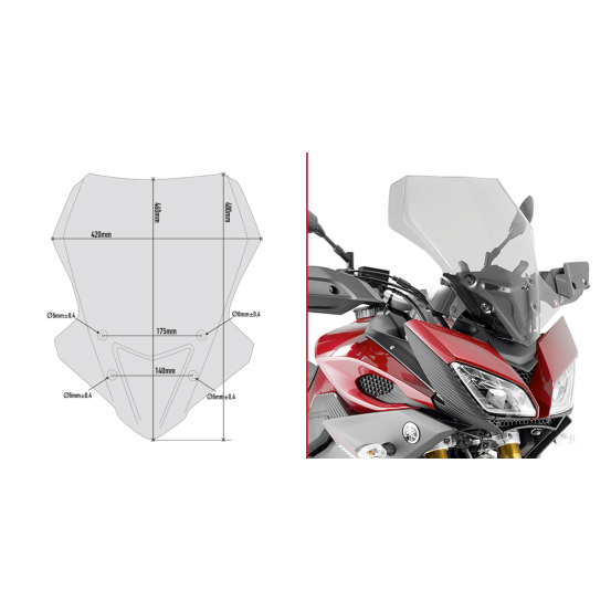 Bulle Givi D2122S Yamaha MT-09 Tracer 2015-2017 - Fumé