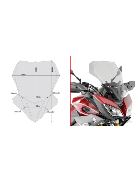 Bulle Givi D2122S Yamaha MT-09 Tracer 2015-2017 - Fumé
