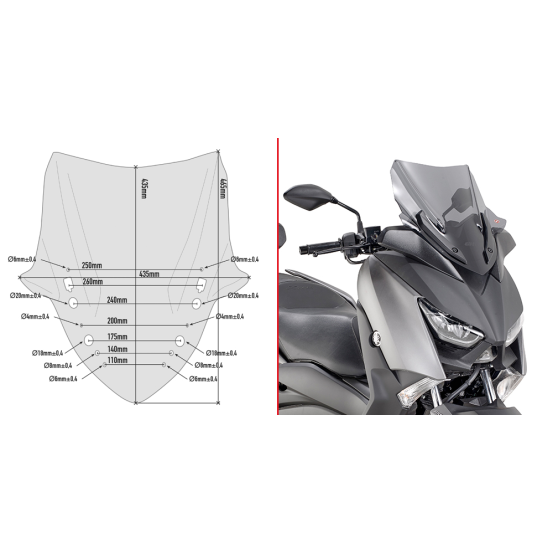 Bulle Givi D2136S Yamaha 300 X - Max 2018-2021 - Fumé