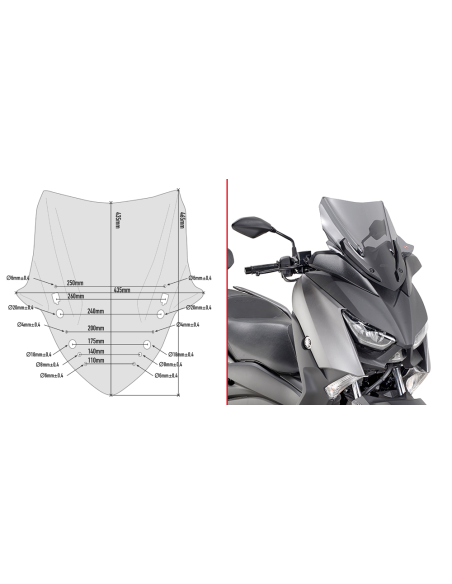 Bulle Givi D2136S Yamaha 300 X - Max 2018-2021 - Fumé