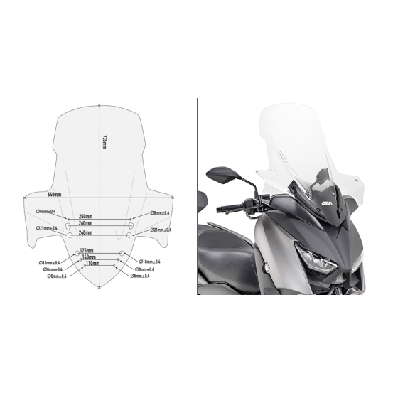 Bulle Givi D2136ST Yamaha 300 X - Max 2018-2021 - Incolore
