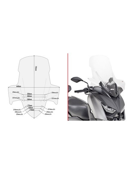 Bulle Givi D2136ST Yamaha 300 X - Max 2018-2021 - Incolore