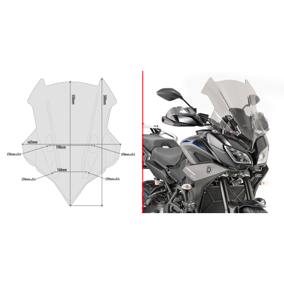 Bulle Givi D2139S Yamaha Tracer 900 Tracer 900 GT 2018-2020 - Fumé