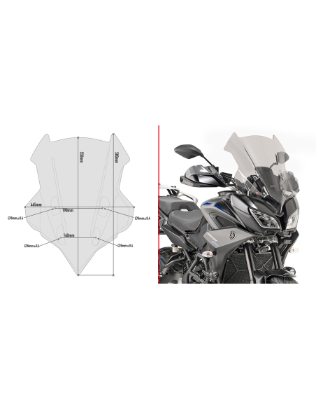 Bulle Givi D2139S Yamaha Tracer 900 Tracer 900 GT 2018-2020 - Fumé