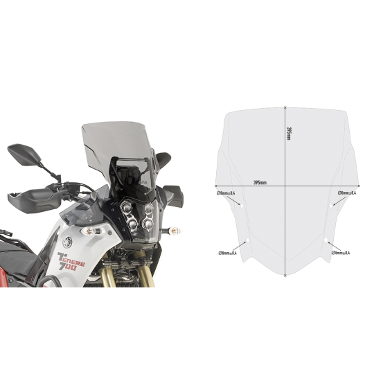 Bulle Givi D2145S Yamaha 700 Ténéré 2021-2024 - Fumé