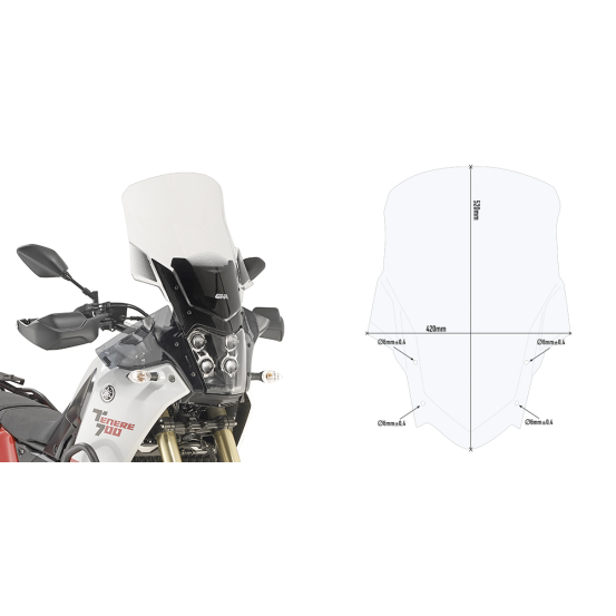 Bulle Givi D2145ST Yamaha 700 Ténéré 2021-2024 - Incolore