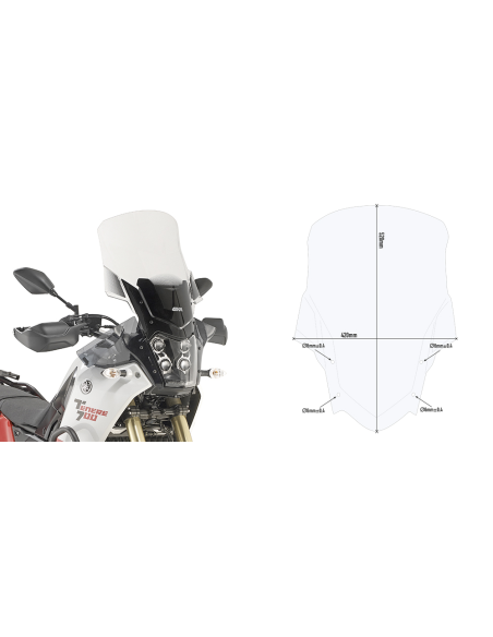 Bulle Givi D2145ST Yamaha 700 Ténéré 2021-2024 - Incolore