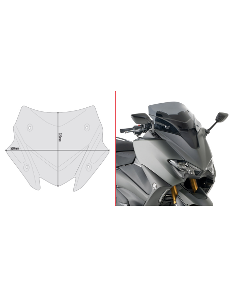 Bulle Givi D2147B Yamaha T-MAX 560 2020-2021 - Fumé