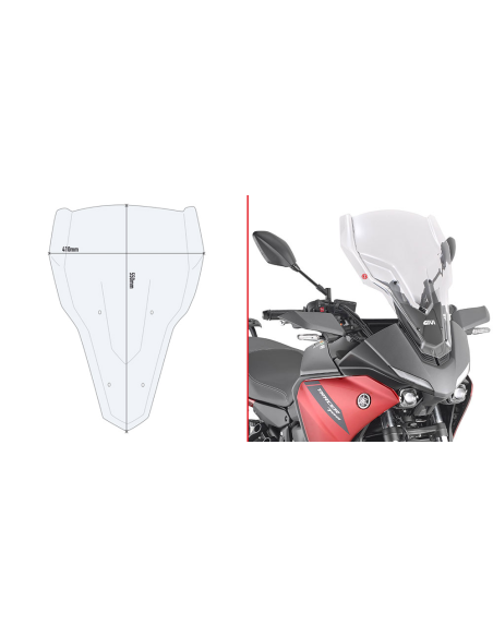Bulle Givi D2148ST Yamaha 700 Tracer 2020-2024 - Incolore