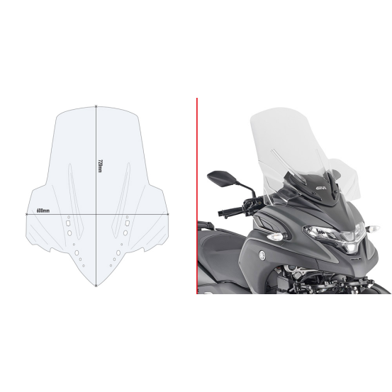 Bulle haute Givi D2149ST Yamaha Tricity 300 2020-2025 - Incolore