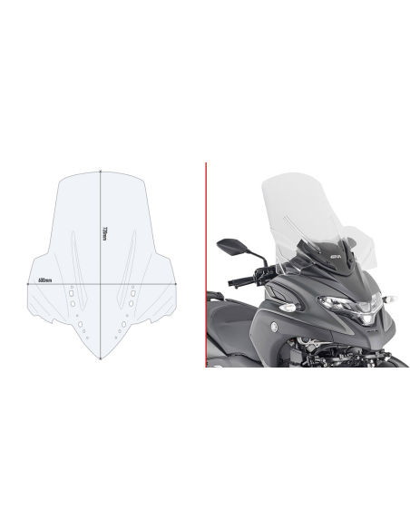 Bulle haute Givi D2149ST Yamaha Tricity 300 2020-2025 - Incolore