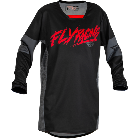 Maillot cross enfant Fly Racing 2023 Kinetic Khaos - Noir Rouge Gris