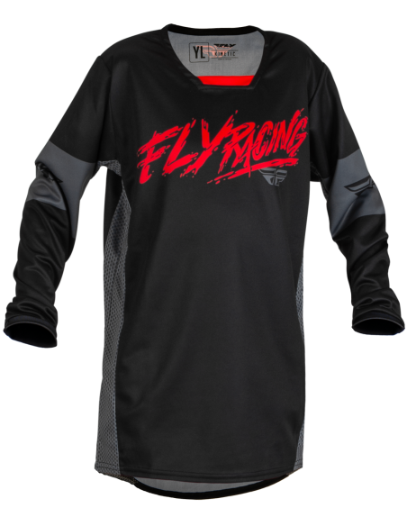 Maillot cross enfant Fly Racing 2023 Kinetic Khaos - Noir Rouge Gris