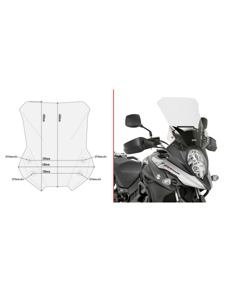 Bulle Givi D3112ST Suzuki 650 DL V-Strom 2017-2024 - Incolore