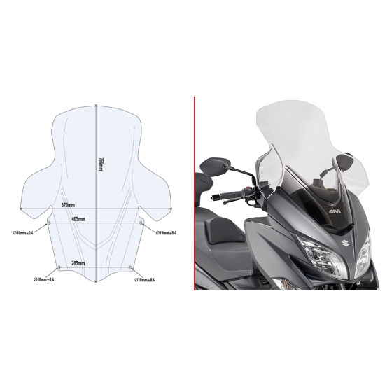 Bulle Givi D3115ST Suzuki Burgman 400 2017-2025 - Incolore
