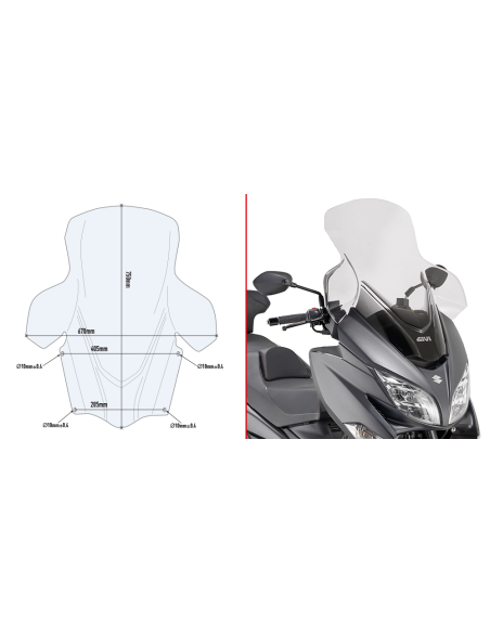 Bulle Givi D3115ST Suzuki Burgman 400 2017-2025 - Incolore