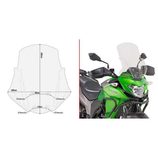 Bulle Givi D4121ST Kawasaki 300 X - Versys 2017-2026 - Incolore