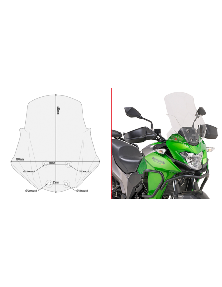 Bulle Givi D4121ST Kawasaki 300 X - Versys 2017-2026 - Incolore