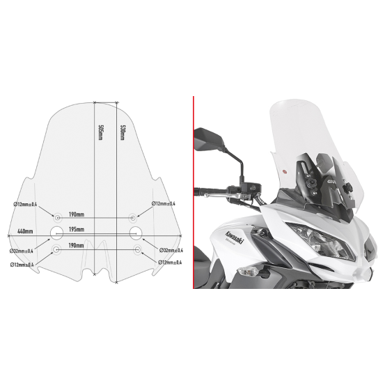 Bulle Givi D4122ST Kawasaki Versys 650 2015-2021 - Incolore
