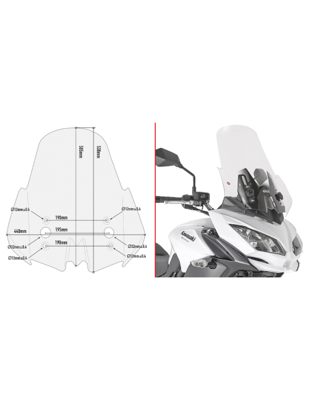 Bulle Givi D4122ST Kawasaki Versys 650 2015-2021 - Incolore
