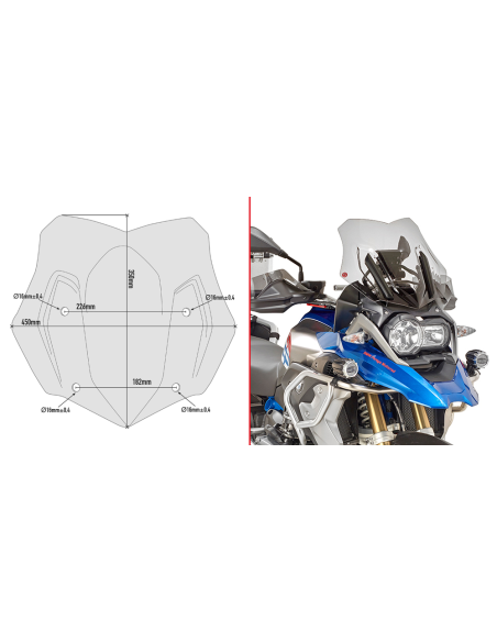 Bulle Givi D5124B BMW R 1200 GS 2013-2024 - Fumé