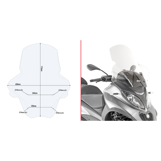 Bulle Givi D5613ST Piaggio MP3 350-400-500 Sport Business 2018-2021 - Incolore
