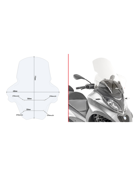 Bulle Givi D5613ST Piaggio MP3 350-400-500 Sport Business 2018-2021 - Incolore