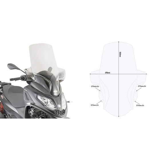 Bulle Givi D5614ST Piaggio 300 MP3 HPE 2019-2024 - Incolore