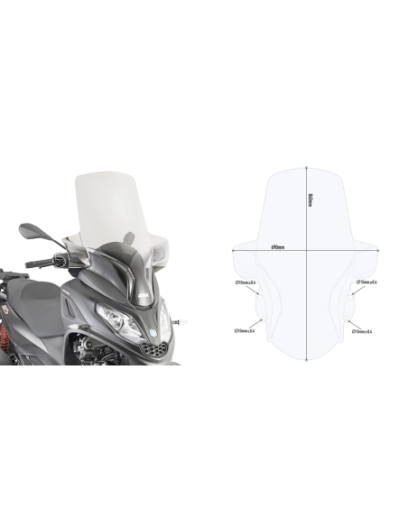 Bulle Givi D5614ST Piaggio 300 MP3 HPE 2019-2024 - Incolore