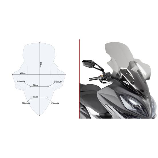 Bulle Givi D6104ST Kymco Xciting 400i 2013-2024 - Incolore