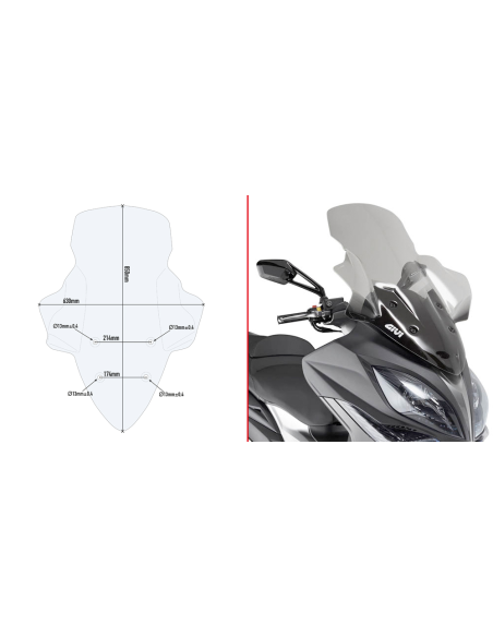 Bulle Givi D6104ST Kymco Xciting 400i 2013-2024 - Incolore