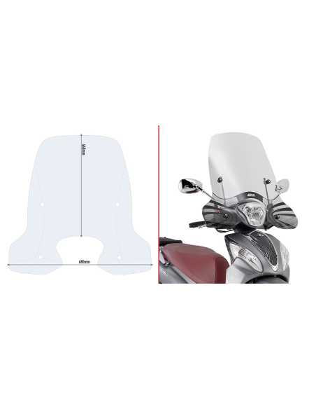 Bulle Givi D6116ST Kymco People One 125-150 2013-2025 - Incolore