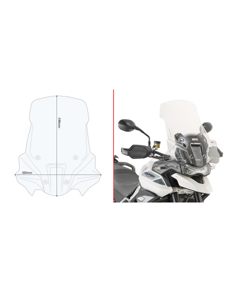 Bulle haute Givi D6415ST Triumph TIGER 900-900 GT 2020-2023 - Incolore