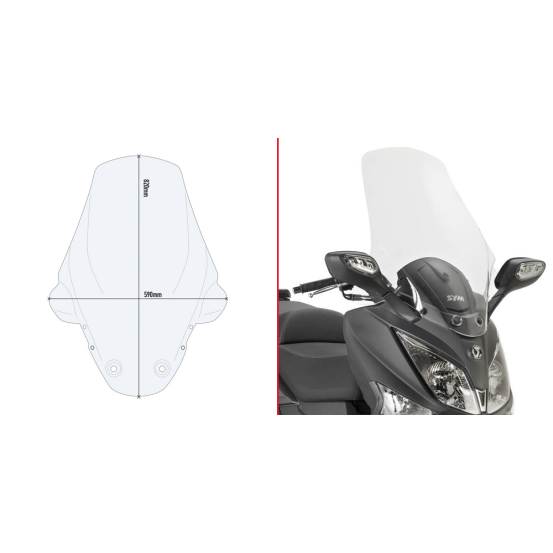 Bulle Givi D7052ST SYM Joymax 300I 2012-2019 - Incolore