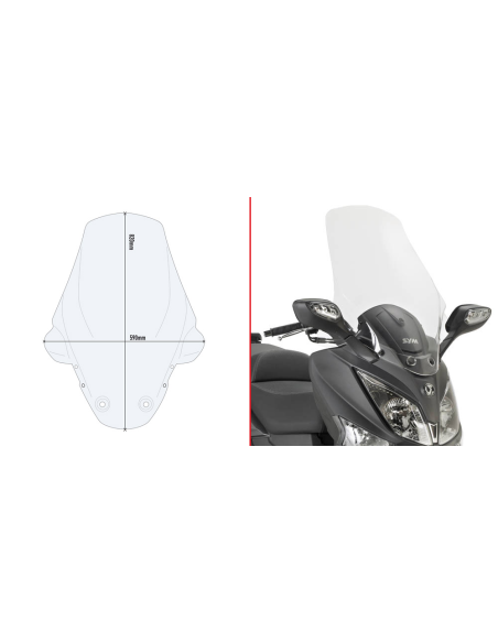 Bulle Givi D7052ST SYM Joymax 300I 2012-2019 - Incolore