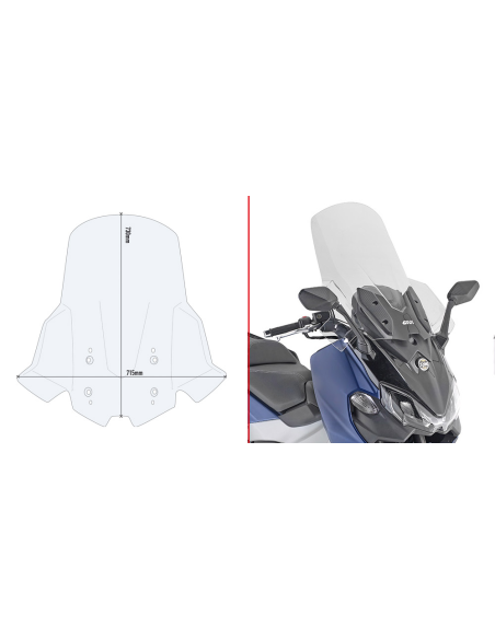 Bulle haute Givi D7060ST SYM MAXSYM TL 500 2020-2025 - Incolore