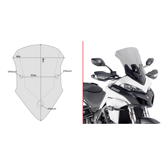 Bulle Givi D7406S Ducati 950 Multistrada 2017 - 2018 1200 Multistrada 2015 - 2017 - Fumé