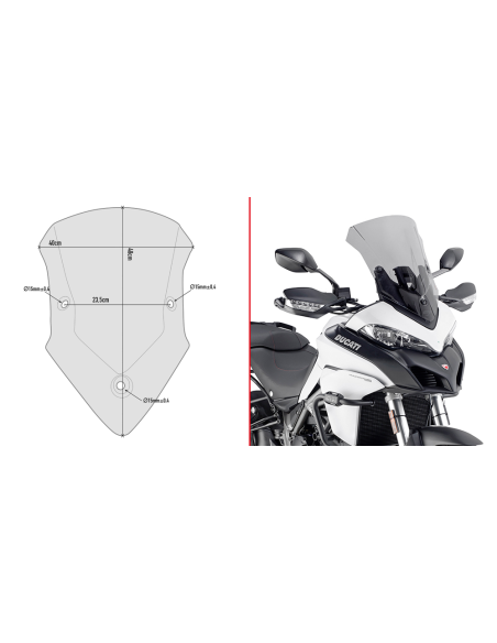Bulle Givi D7406S Ducati 950 Multistrada 2017 - 2018 1200 Multistrada 2015 - 2017 - Fumé