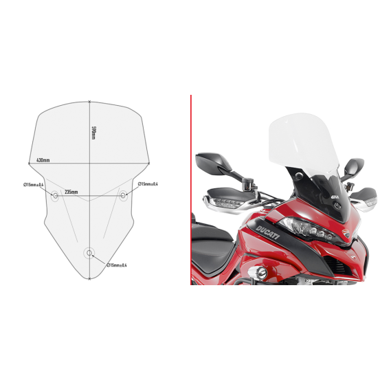 Bulle Givi D7406ST Ducati 950 Multistrada 1200 Multistrada 1200 2015-2021 - Incolore