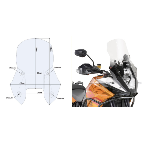 Bulle Givi D7703ST KTM 1050 Adventure 2015 - 2016 1190 Adventure - Adventure R 2013 - 2016 - Incolore