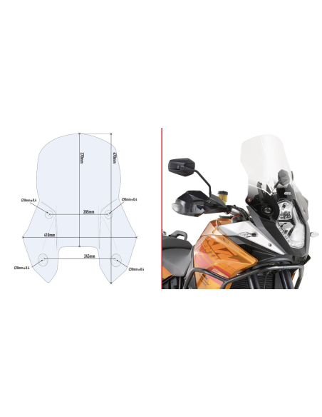 Bulle Givi D7703ST KTM 1050 Adventure 2015 - 2016 1190 Adventure - Adventure R 2013 - 2016 - Incolore
