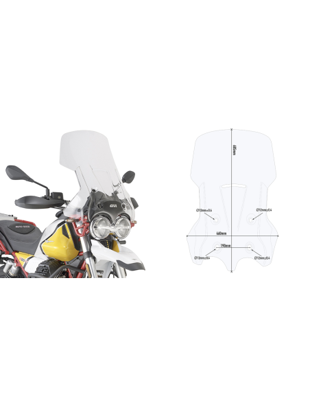 Bulle Givi D8203ST Moto Guzzi V85TT 2019 - 2021 - Incolore