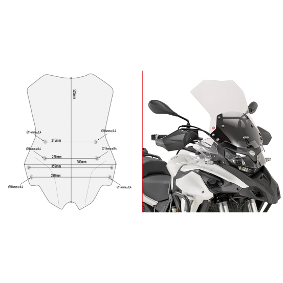 Bulle Givi D8703ST Benelli TRK 502 TRK 502 X 2018-2026 - Incolore